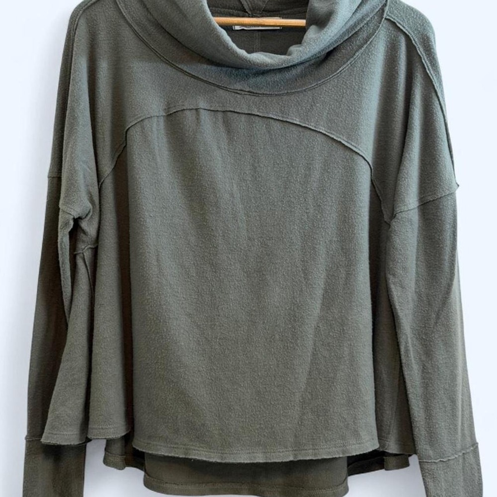 Slouchy Neutral Aesthetic Free People We The Free Cozy Time Funnel Pullover Sz M